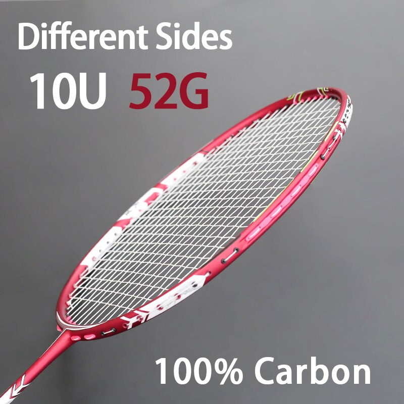 Full Carbon Fiber Lightest 10U 52g Badminton Racket Strung Max Tension 30LBS Professional Rackets With Bags Strings Racquet