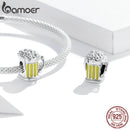 bamoer Beer Glass Charm fit Original Snake Bracelet 925 Sterling Silver Women Jewelry DIY Beads Enamel process Making SCC1671