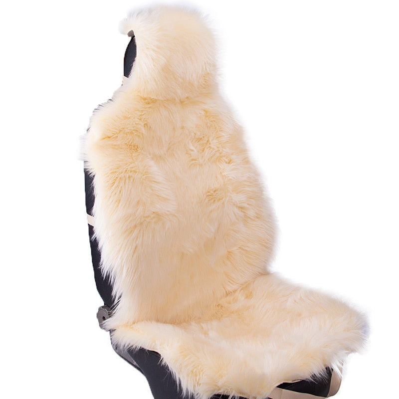 KAWOSEN 1 Piece Long Faux Fur Seat Cover, Universal Artificial Plush Car Seat Covers, Cute Plush Snow Seat Cushion LFFS02
