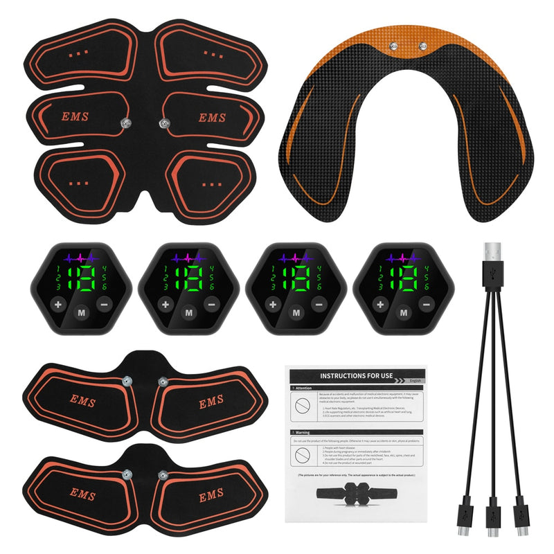 Estimulador muscular EMS, entrenador de cadera Abdominal, tóner USB Abs, entrenamiento físico, gimnasio en casa, pérdida de peso, adelgazamiento corporal, pantalla LCD