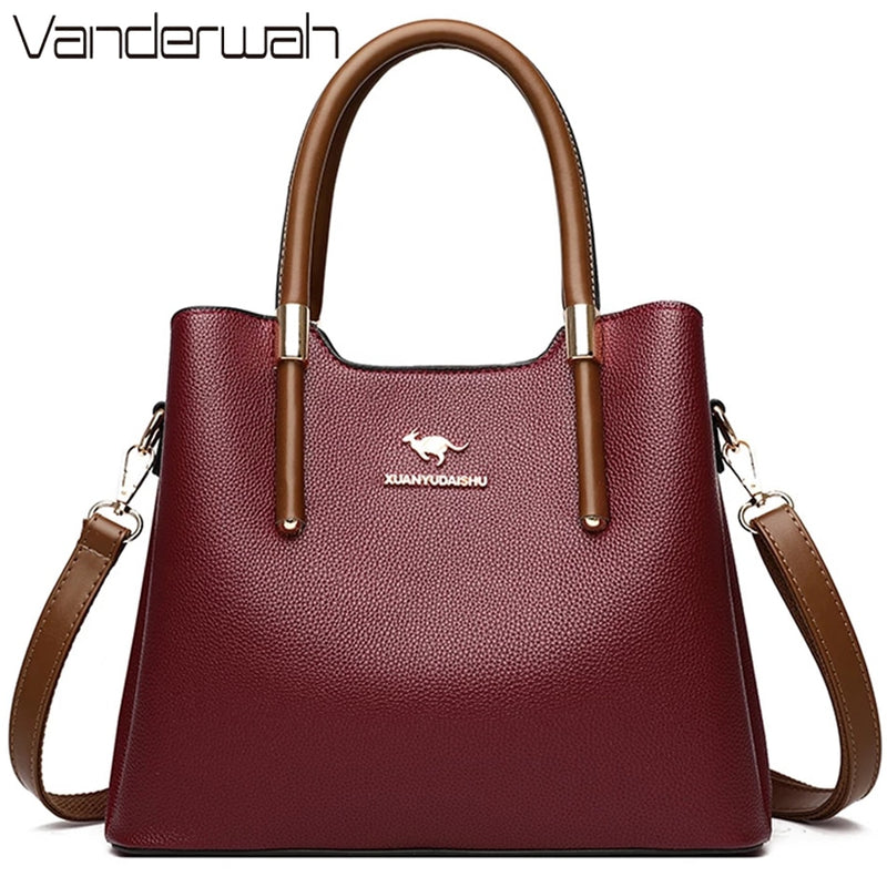 Leder Casual Crossbody Taschen für Frauen 2021 Damen Luxus Designer Tote Handtasche Top-Griff Hochwertige Umhängetasche Sac A Main