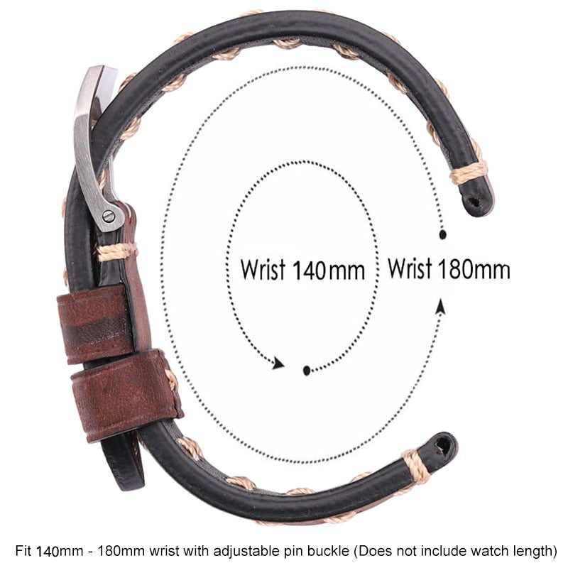 Handmade Watchbands With Retro Stainless Steel Buckle 22mm 24mm Men Women Genuine Leather Watch Band Strap Belt Watch Accessorie