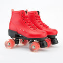 Red Artificial Leather Double Row Roller Skates Shoes Woman Man Outdoor Sports 4-Wheel Patines Shoes