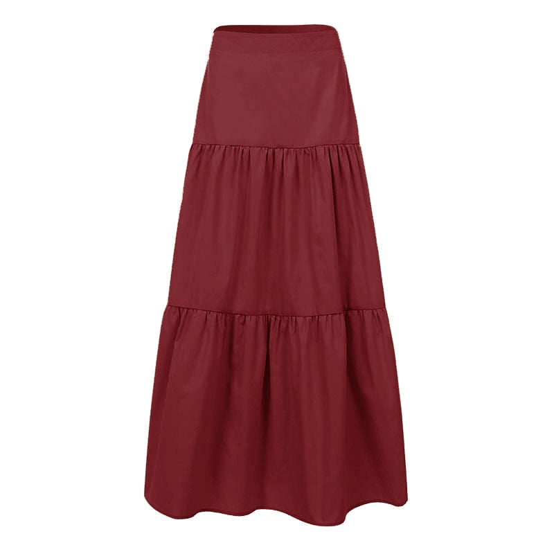 ZANZEA Women Long Skirts Casual Ruffles Female Vintage Maxi Skirt Cotton Linen Vestidos A-line Skirts Jupe Femme Streetwear