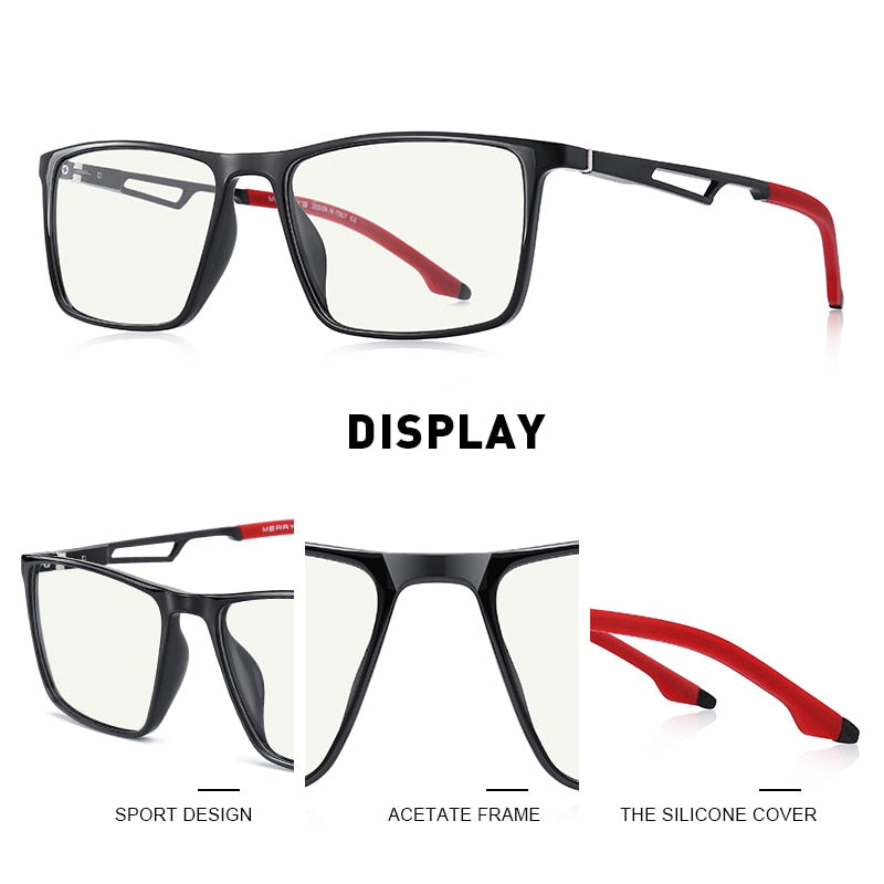 MERRYS DESIGN Men Anti Blue Ray Light Blocking Glasses UV400 Glasses For Computer Aluminum Legs With Silicone Temple S2270