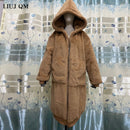 Abrigo de piel sintética de invierno de gran tamaño, Parka para mujer, chaqueta de piel sintética larga y cálida, abrigos con capucha, abrigo de invierno suelto, prendas de vestir, casaco femenino