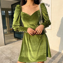 Fitshinling Vintage Gothic Velvet Dress Women Dark A Line Buttons Winter Grunge Slim Vestidos Long Sleeve Black Punk Dresses New