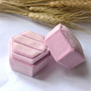 Hexagonal Velvet Ring Box Customized Single / Double Slot Wedding Engagement Ring Box Velvet Ring Storage Box Elegant Retro