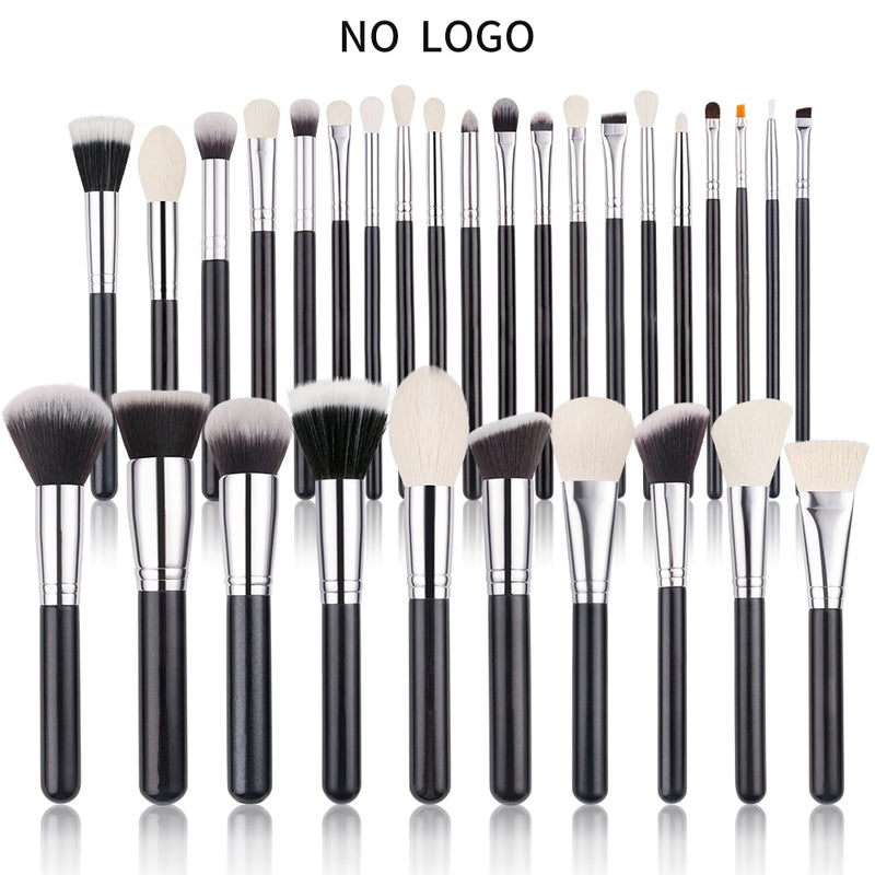 BEILI Black Professional Goat Hair Makeup Brush Powder Foundation Contour Concealer  Eyes Blending 15/25/30Pcs Makeup Brush Set