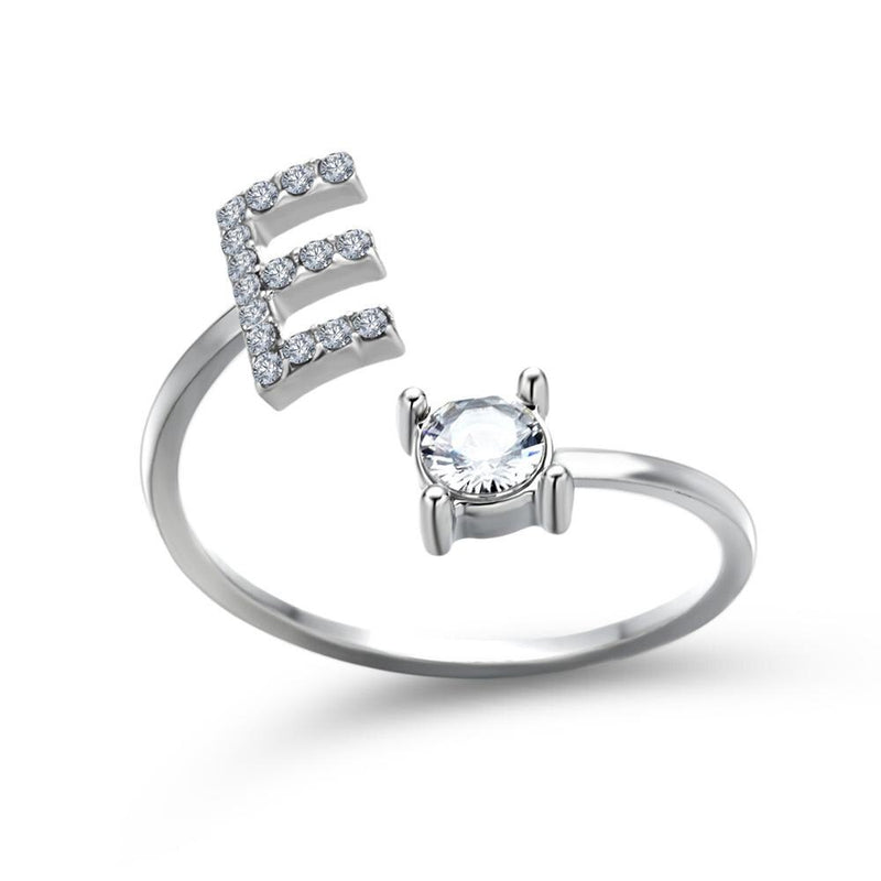HI MAN nuevo diseño de moda Pavé CZ ajustable 26 anillo con letra inicial para mujer joyería elegante Simple regalo de amistad al por mayor
