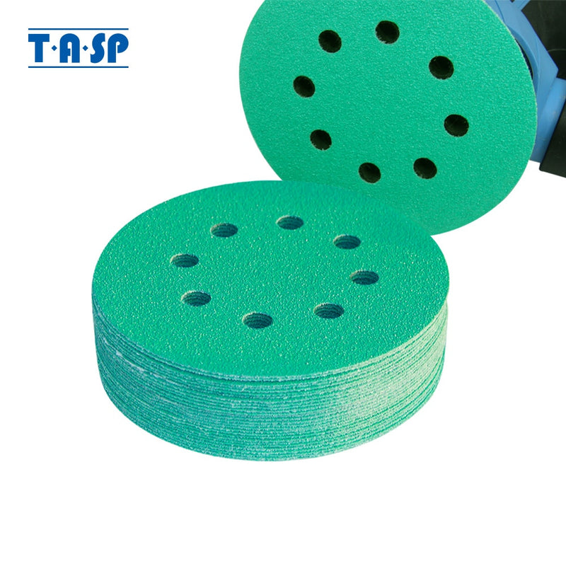 TASP 25pcs 125mm Sandpaper 5" Film Sanding Disc Professional Anti Clog Sand Paper Hook & Loop Abrasive Tools with Grits 60~400