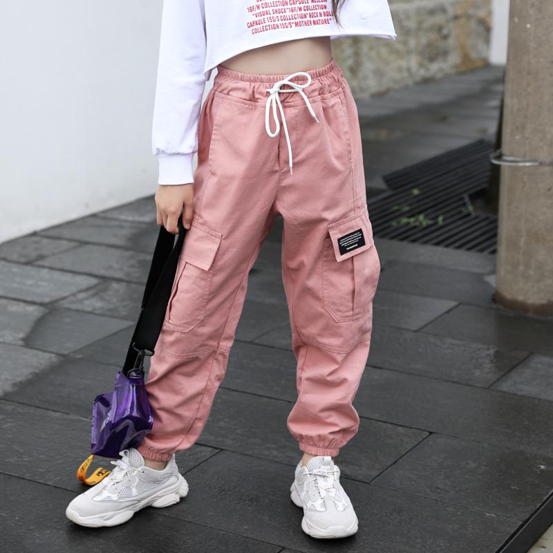 Spring Kids Girls Cotton Sport Pants Casual Camouflage Printed Teenage Girls Cargo Pants Children Trousers Beam Foot Pants Pink