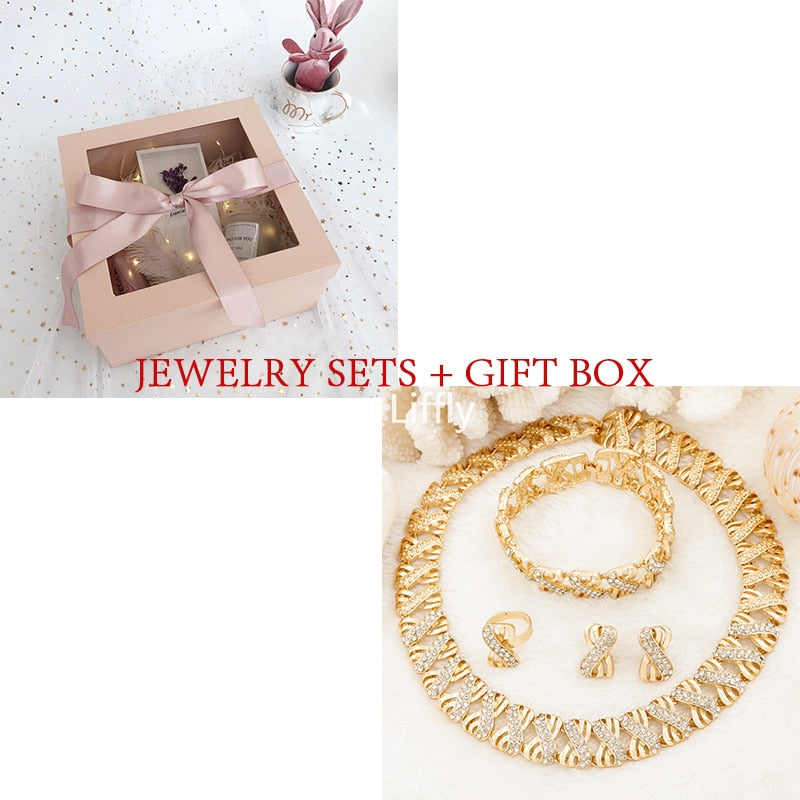 Liffly Nigeria Jewelry Sets for Women Africa Beads Jewelry Set Dubai Gold Wedding Bridal Fashion Jewelry Sets Womens Accessories