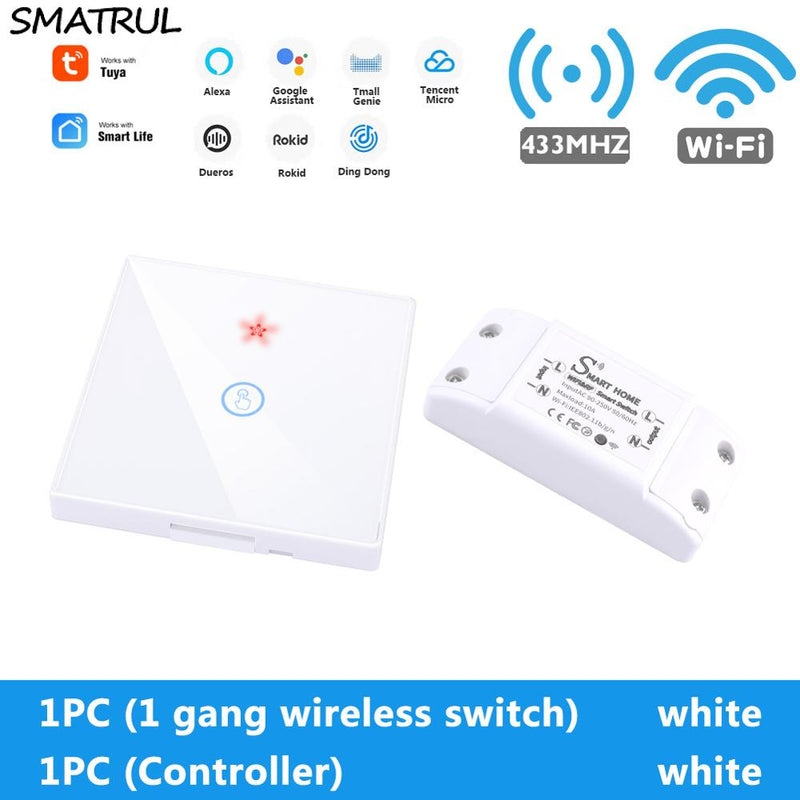 SMATRUL Tuya Smart Home APP WiFi Touch Schalter Licht RF 433 MHz Wandpanel DIY Relaismodul Timer Alexa Sockel Lampe 110-220V