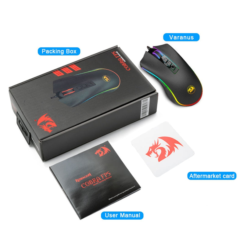 Redragon COBRA FPS M711-FPS RGB USB Wired Gaming Mouse 32000 DPI 9 Tasten Mäuse Programmierbar Ergonomisch Für Computer PC Gamer