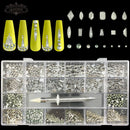 21 rejillas de cristales, diamantes, juego de diamantes de imitación para uñas, 3100 Uds., Kit de diamantes de imitación con reverso plano, arte de uñas brillante con 1 bolígrafo para decoraciones