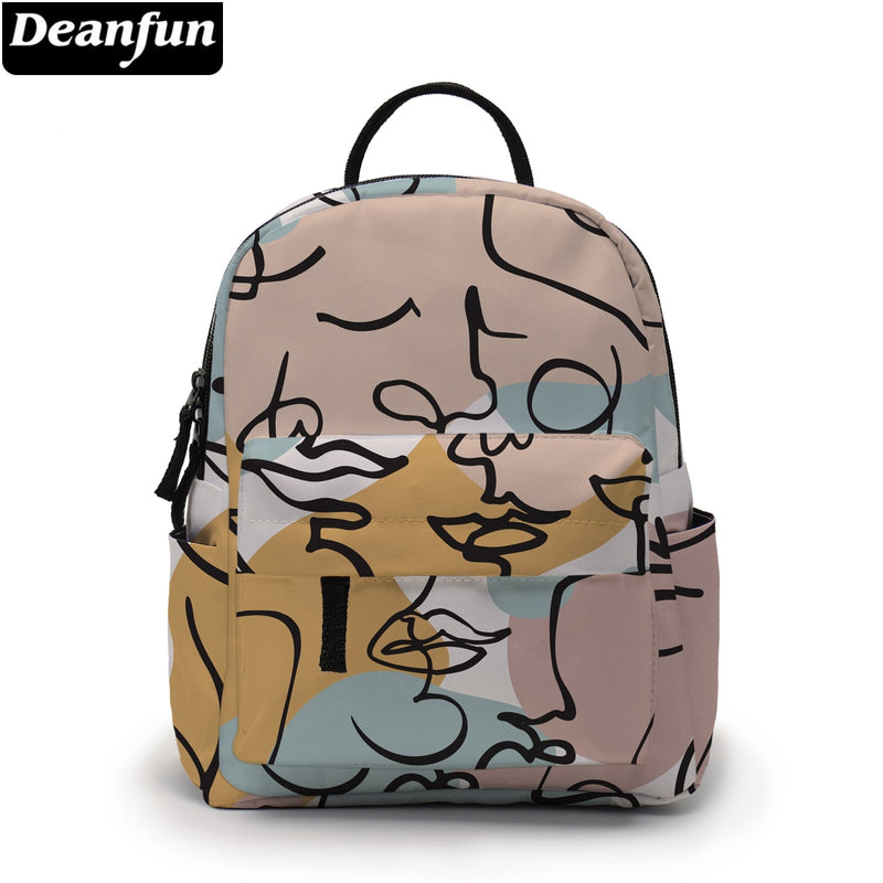 Deanfun Trendy Mini Rucksack Abstrakte Linie Gesicht Gedruckt Bunte Schule Rucksack Taschen Frauen Elegante Umhängetasche MNSB-31