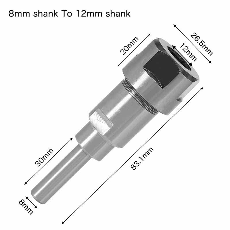 Broca para enrutador de vástago de 1/4 ", 8mm, 12mm, 1/2", convertidor de varilla de extensión, accesorios para máquina de grabado para fresa de madera