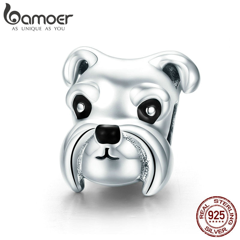 BAMOER 100% 925 Sterling Silber Schöne Tier Schnauzer Hund Charm Beads passen Frauen Charm Armbänder &amp; Halsketten DIY Schmuck SCC835