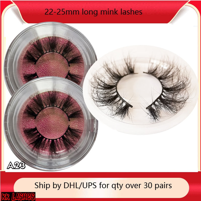 25 mm Mink Eyelashes Fake Lashes 5D False Eyelash Dramatic Eye lash Vendor Wholesale Makeup Maquiagem Custom Private Packaging