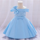 2022 One Word Neck Bow 1 Jahr Geburtstagskleid für Baby Mädchen Taufe Brautjungfern Kleid Party Hochzeit Prinzessin Prom Abendkleider
