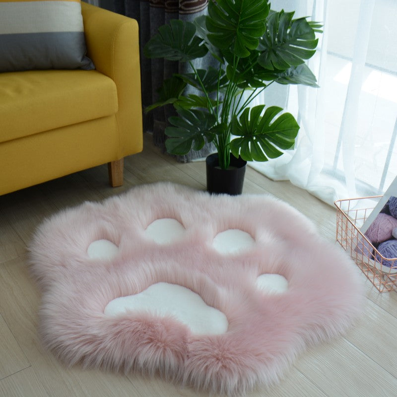 Cute Cat Paw Pattern Soft Plush Carpet Home Sofa Coffee Table Floor Mat Bedroom Bedside Decorative Carpet