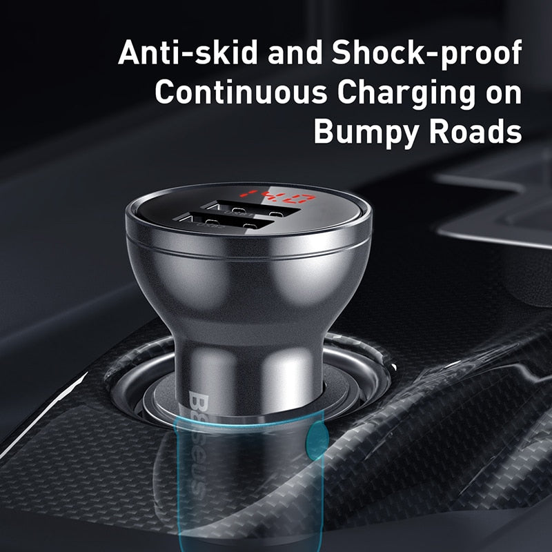 Baseus Dual USB Car Charger 24W Fast Car Charging LED Auto Charge Adapter For iPhone Xiaomi USB Car-Charger Mobile Phone Charger