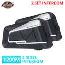 HEROBIKER 2 Sets 1200M BT Motorcycle Helmet Intercom Waterproof Wireless Bluetooth Moto Headset Interphone FM Radio for 2 Rides