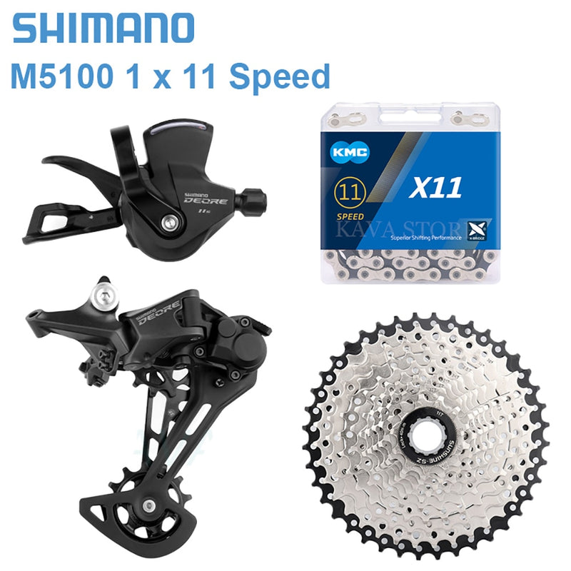 Shimano Deore M5100 1x11 velocidades MTB desviadores 11V palanca de cambios derecha KMC X11 cadena 11S Cassette 42T 46T 50T 52T bicicleta 11V Groupset