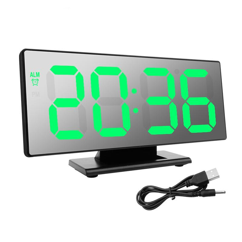 Reloj despertador Digital LED, relojes electrónicos con espejo, pantalla LCD grande multifunción, reloj de mesa Digital con calendario de temperatura