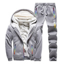 Tracksuits Men Sweatshirt Sporting Sets Winter Warm Thick Casual Fleece Suit Jacket+Pants 2PCS Men&