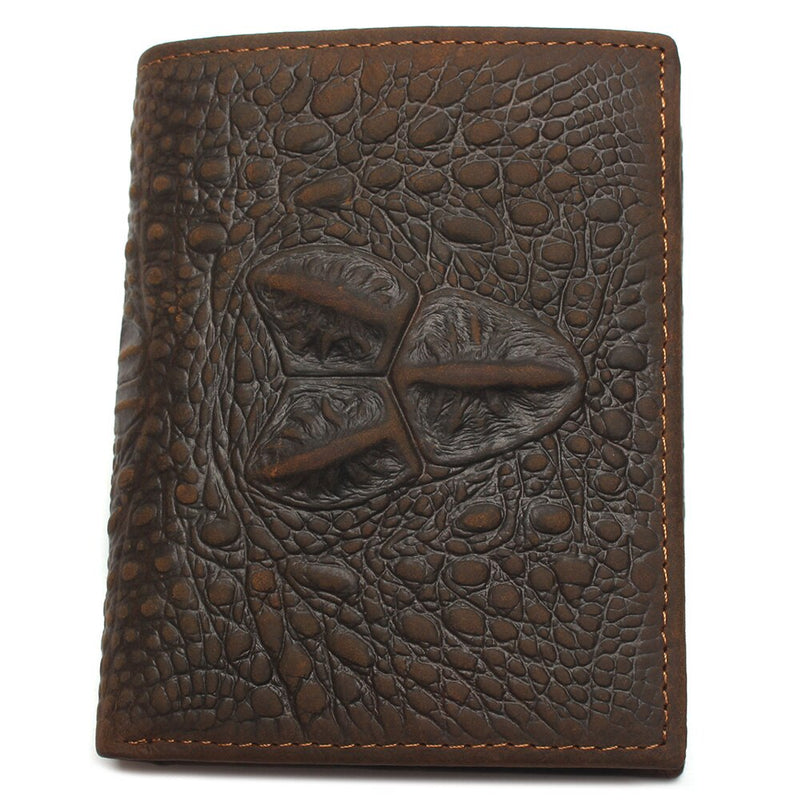 Crazy Horse Leather Wallets For Men Personalized Young Man Wallet High Quality Crocodile Style Genuine