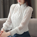 blusas mujer de moda 2022 women blouses Long sleeve black dot white Chiffon blouse women shirts  womens tops and blouses 2261 50