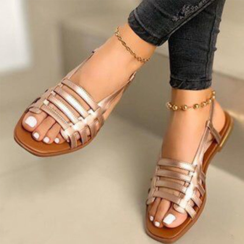 2022 Women Sandals Woman Gladiator Open Toe Casual Beach Shoes Female Hollow Out Flats Women&