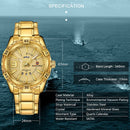 NAVIFORCE Luxury Brand Mens Sport Watch Gold Full Steel Quartz Watches Men Date Waterproof Military Clock Man relogio masculino