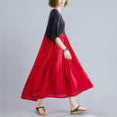 Oversized Dresses for Women Summer Oversized Cotton Long Dress Black Red Patchwork Dress Robe Femme 2022 New Arrival