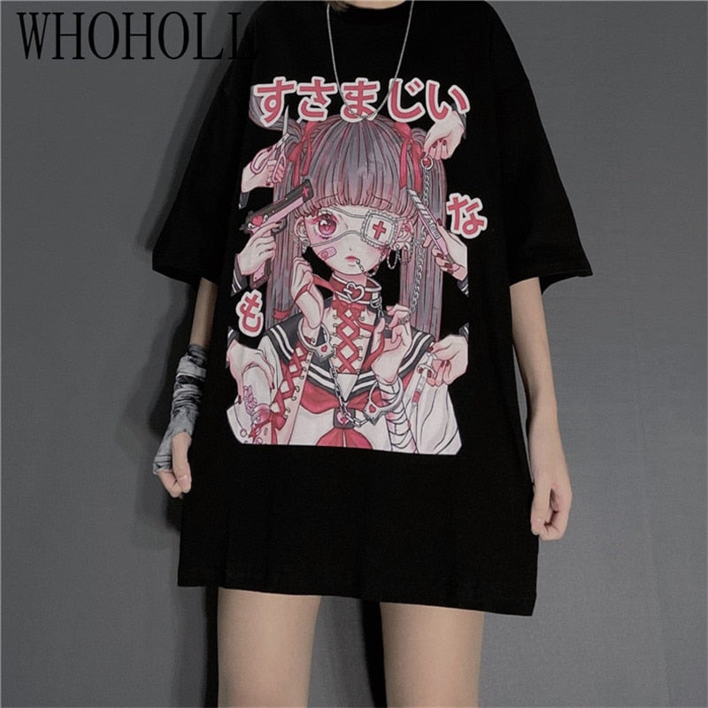 Sommer Gothic Kleidung Sexy Frauen Lose Frauen T-Shirt Punk Dark Grunge Streetwear Damen Top Gothic T-Shirts Harajuku Kleidung