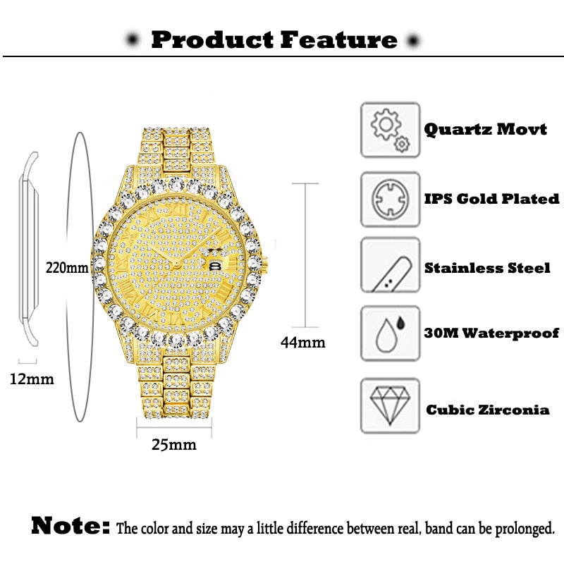 Reloj MISSFOX para hombre 2020, los más vendidos, marca de lujo, esfera azul, oro, relojes de moda para hombre, pulsera grande de diamantes, reloj de lujo para hombre