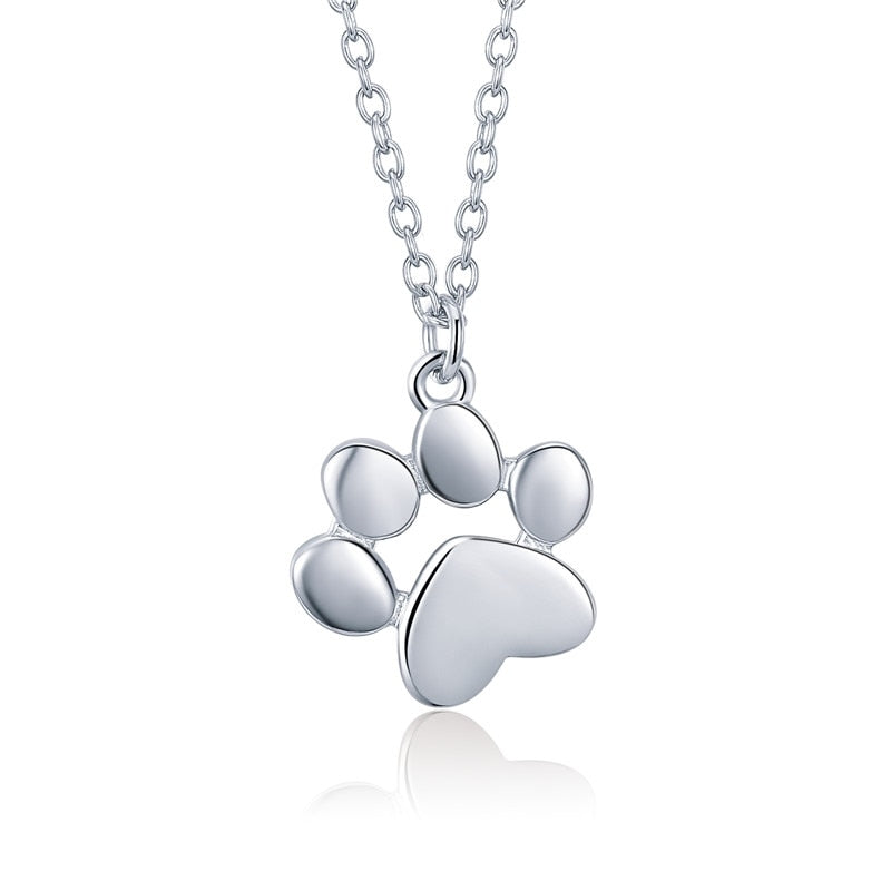 Bamoer HOT SALE Gold Silver Cat Paw Necklace Dog Footprint Pendant Chain for Women Gift Cute Animal Jewelry SCN275