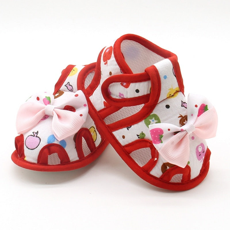 Neugeborenes Baby Mädchen Schuhe Schleife Atmungsaktive Anti-Rutsch Sommerschuhe Sandalen Kleinkind Weiche Sohlen Erste Wanderer Schuh