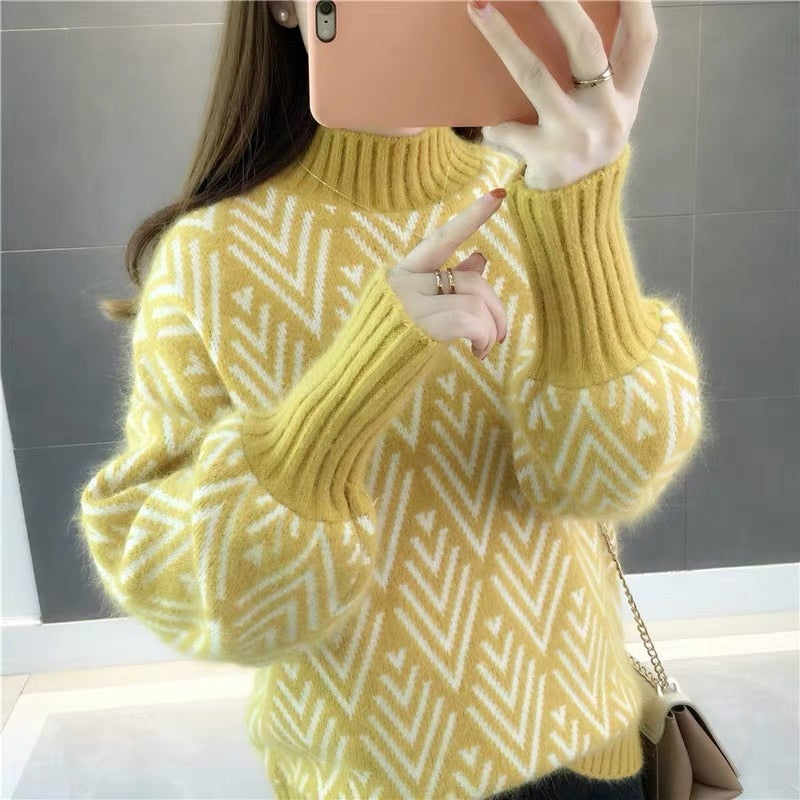 Autumn Winter Knitted Sweater Women 2020 new Korean Fashion Loose Lazy Short Lantern Sleeve Sweaters Pullovers Female Tops