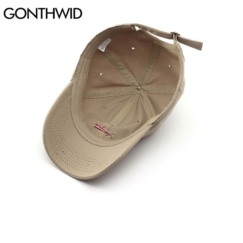 GONTHWID bordado pescado ajustable gorras de béisbol Casual Color sólido algodón curvado visera sombreros hombres mujeres moda sol sombrero