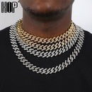 Hip Hop Iced Out Miami Zircon 15MM Bling Cuban Full Pave Rhinestone Men&
