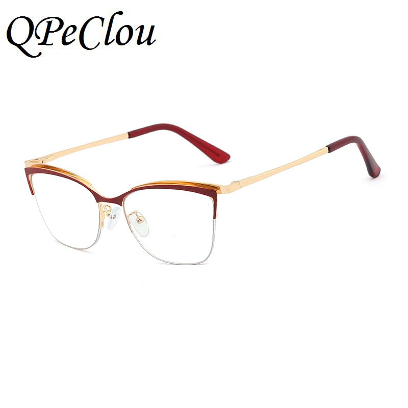 2021 Fashion Square Anti-blue Glasses Frame Women Vintage Metal Optical Transparent Eyeglasses Female No Degree Oculos Feminino