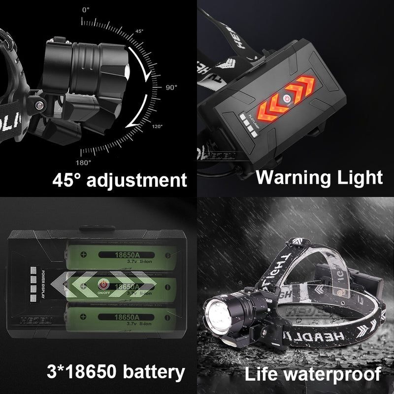 500000 LM XHP100 Powerful Led Headlamp 18650 XHP90.2 Led Headlight Rechargeable USB Head Flashlight XHP70 Zoom Head Torch Light