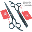 7.0 Inch Big Professional Hairdressing Cutting Scissors 6.5 Inch Thinning Shears Salon Barbers JP440C Blue Hair Tesouras A0132A