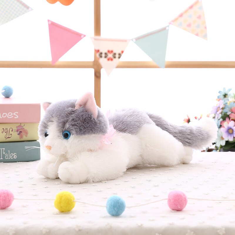 New cute plush cat white black soft stuffed plush toy animal gift for children boy girl toy gift 35-40cm