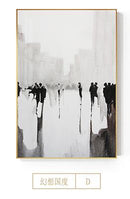 100% Hand Painted Abstract British Oil painting Modern Canvas Painting Wall Pictures for Living Room Home Decor Black White Art