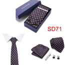 Gift Box 38 styles Tie Set Hanky Cufflinks With Gift Box Jacquard Woven Neckties Set For Men Wedding Party Lots of  accessories