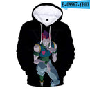 The Newest 3D Hisoka Hoodies Sweatshirts Men Women Hoodie Fashion Autumn 3D Comic Hisoka Boys Girls Black+White Pullovers